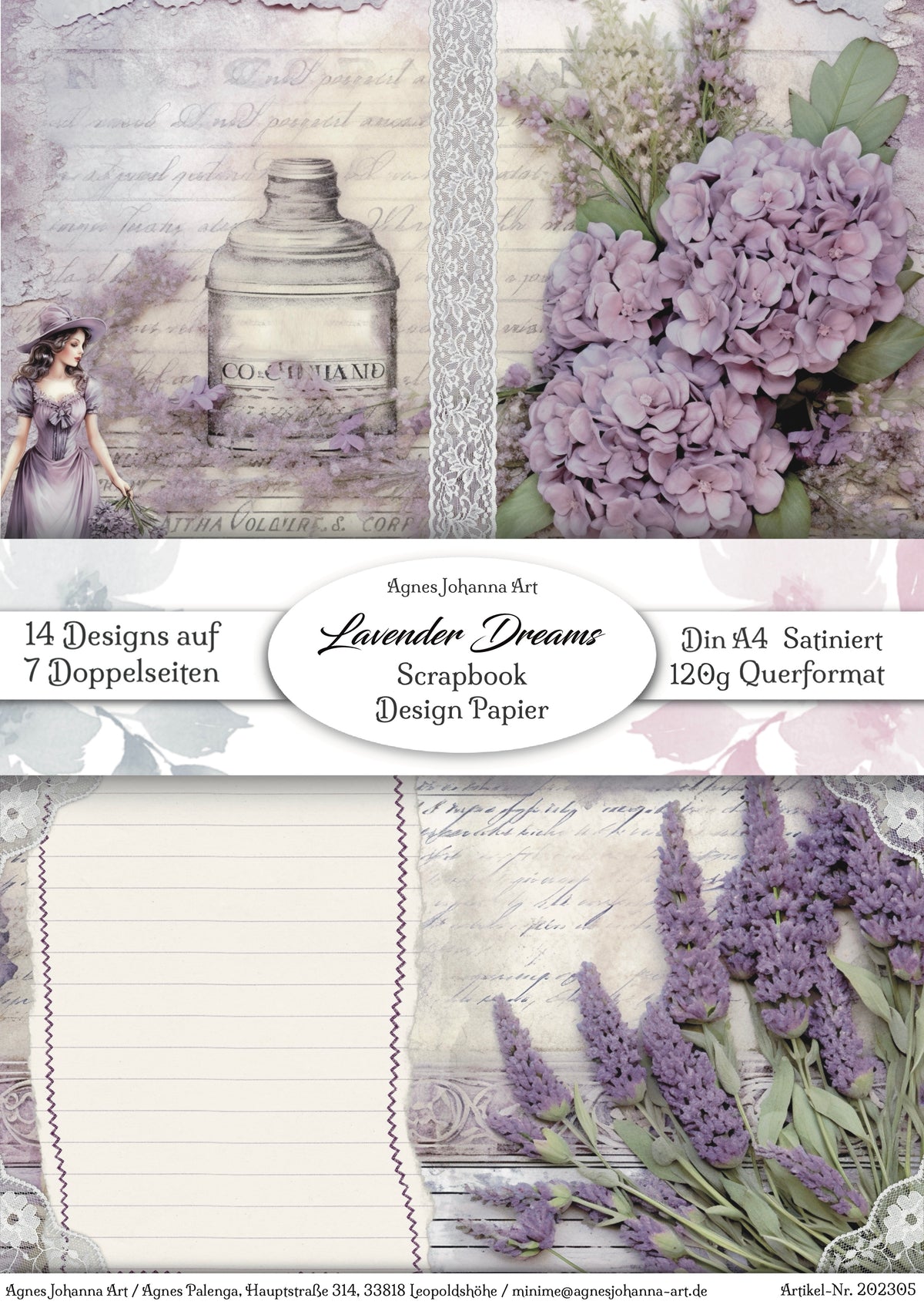 Gedrucktes Papierset "Lavendel Träume"