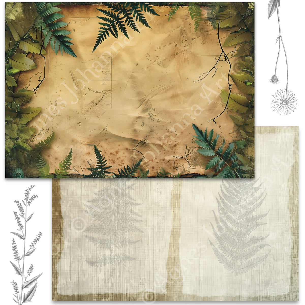Digitales Papierset „Botanischer Garten“ - A4 zum Ausdrucken