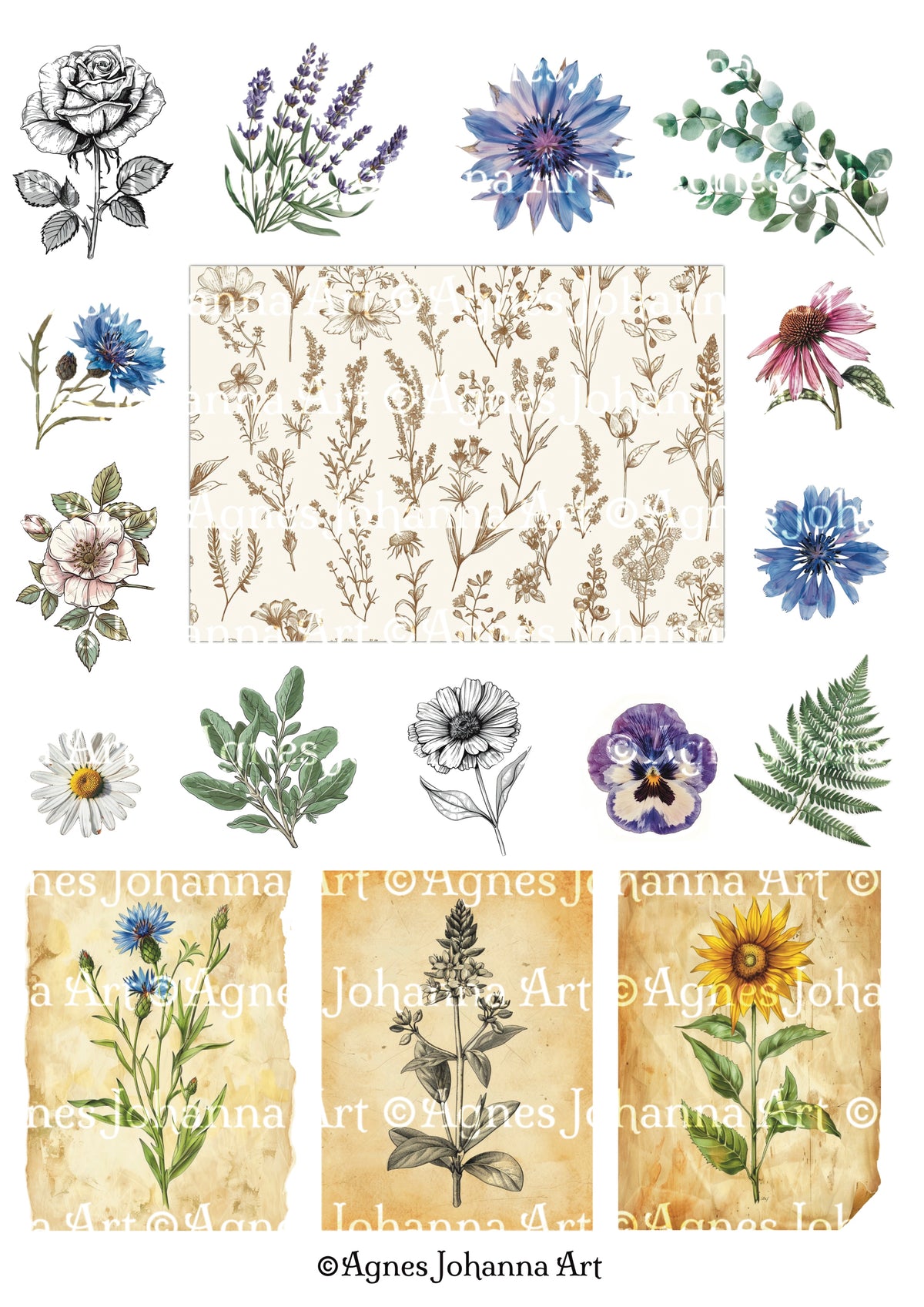 Gedrucktes Papierset "Botanischer Garten"