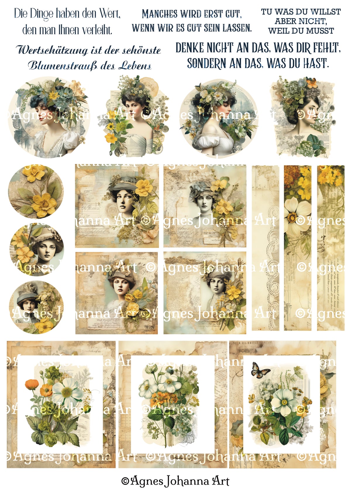 Gedrucktes Papierset "Buttercup Ladies"