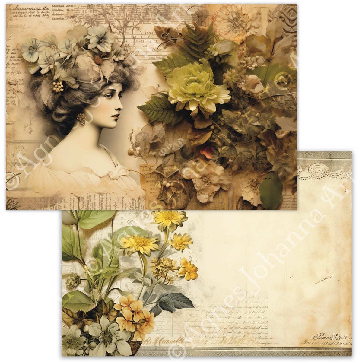 Digitales Papierset „Buttercup Ladies“ - A4 zum Ausdrucken
