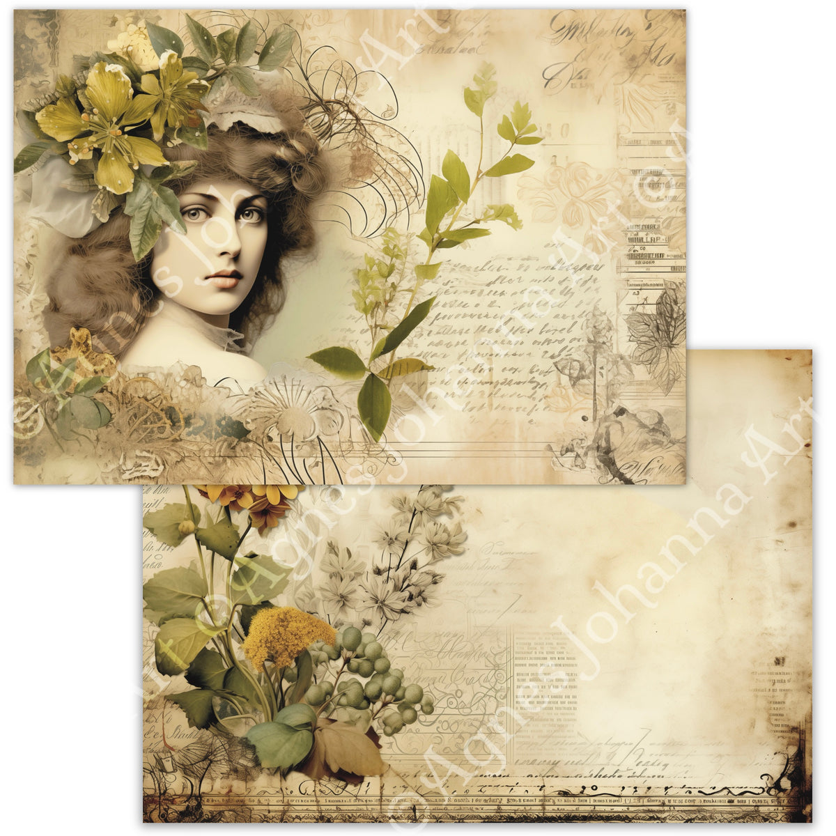 Digitales Papierset „Buttercup Ladies“ - A4 zum Ausdrucken