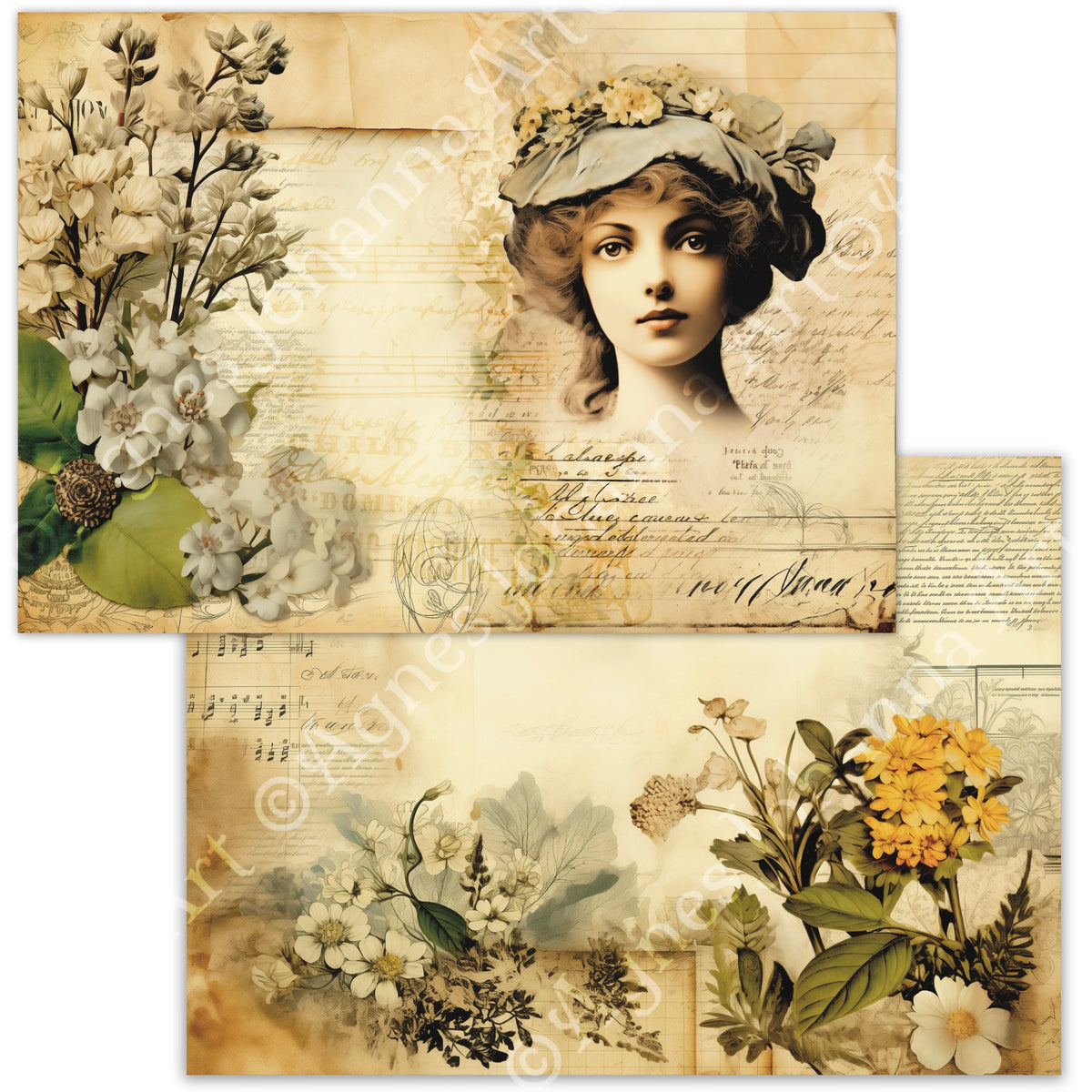 Digitales Papierset „Buttercup Ladies“ - A4 zum Ausdrucken