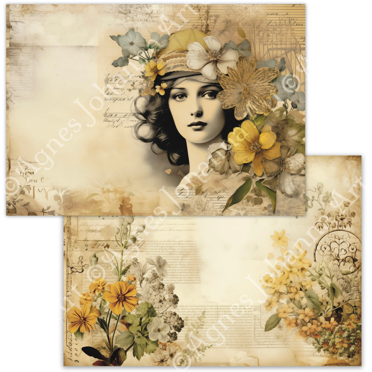Digitales Papierset „Buttercup Ladies“ - A4 zum Ausdrucken