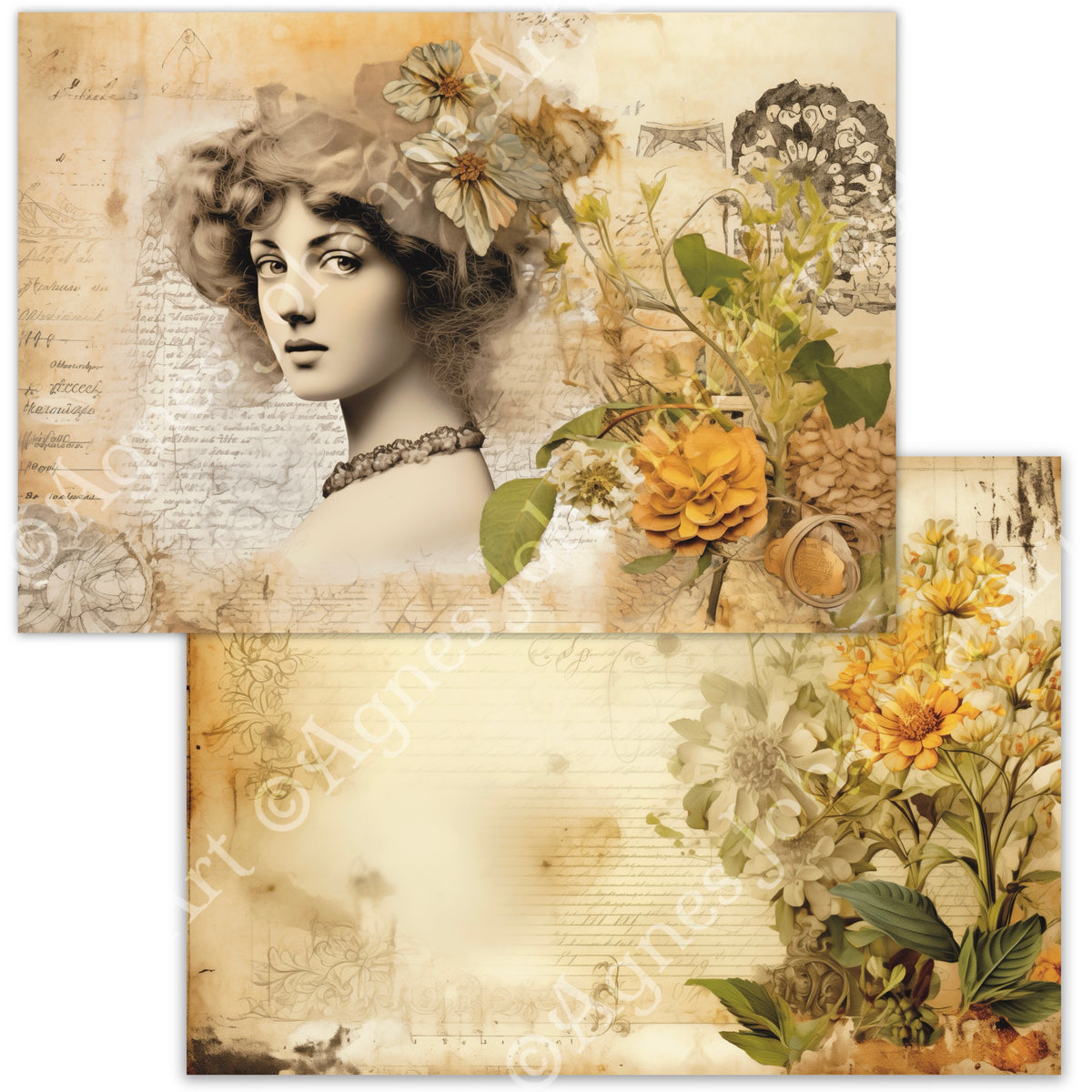 Digitales Papierset „Buttercup Ladies“ - A4 zum Ausdrucken