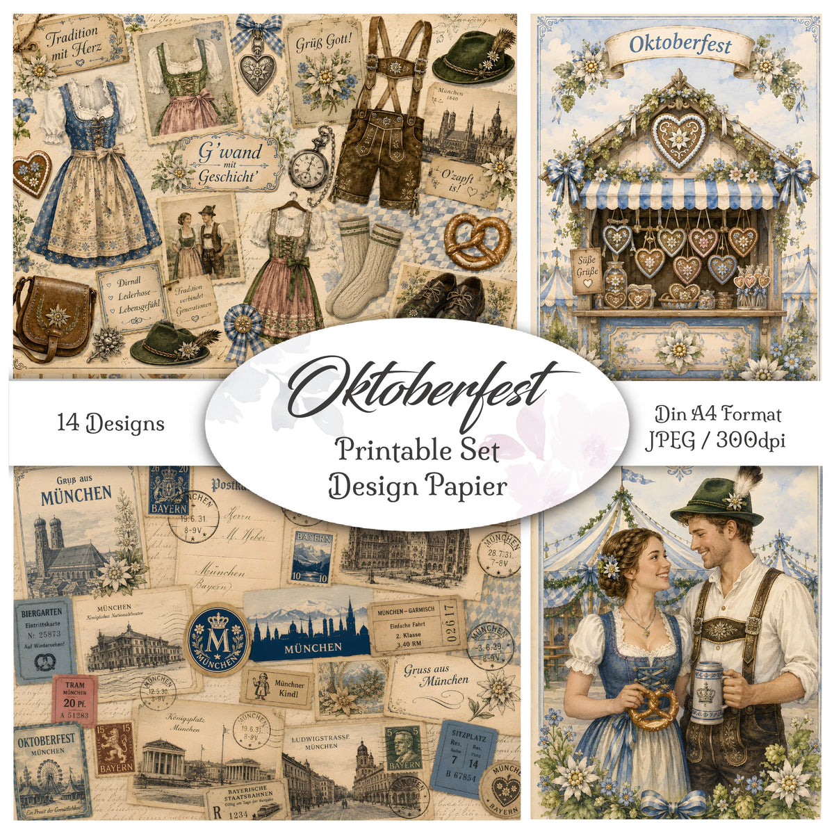 Digitales Papierset „Oktoberfest“ - A4 zum Ausdrucken