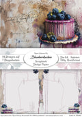 Gedrucktes Papierset "Blaubeerkuchen"