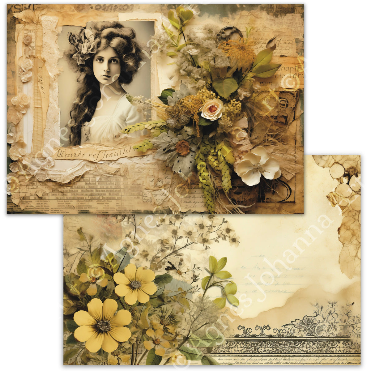 Digitales Papierset „Buttercup Portraits“ - A4 zum Ausdrucken