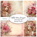 Digitales Papierset „Velvet Roses“ - A4 zum Ausdrucken