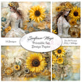 Digitales Papierset „Sonnenblumen Magie“ - A4 zum Ausdrucken