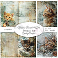 Digitales Papierset „Tierische Freunde - Katzen“ - A4 zum Ausdrucken