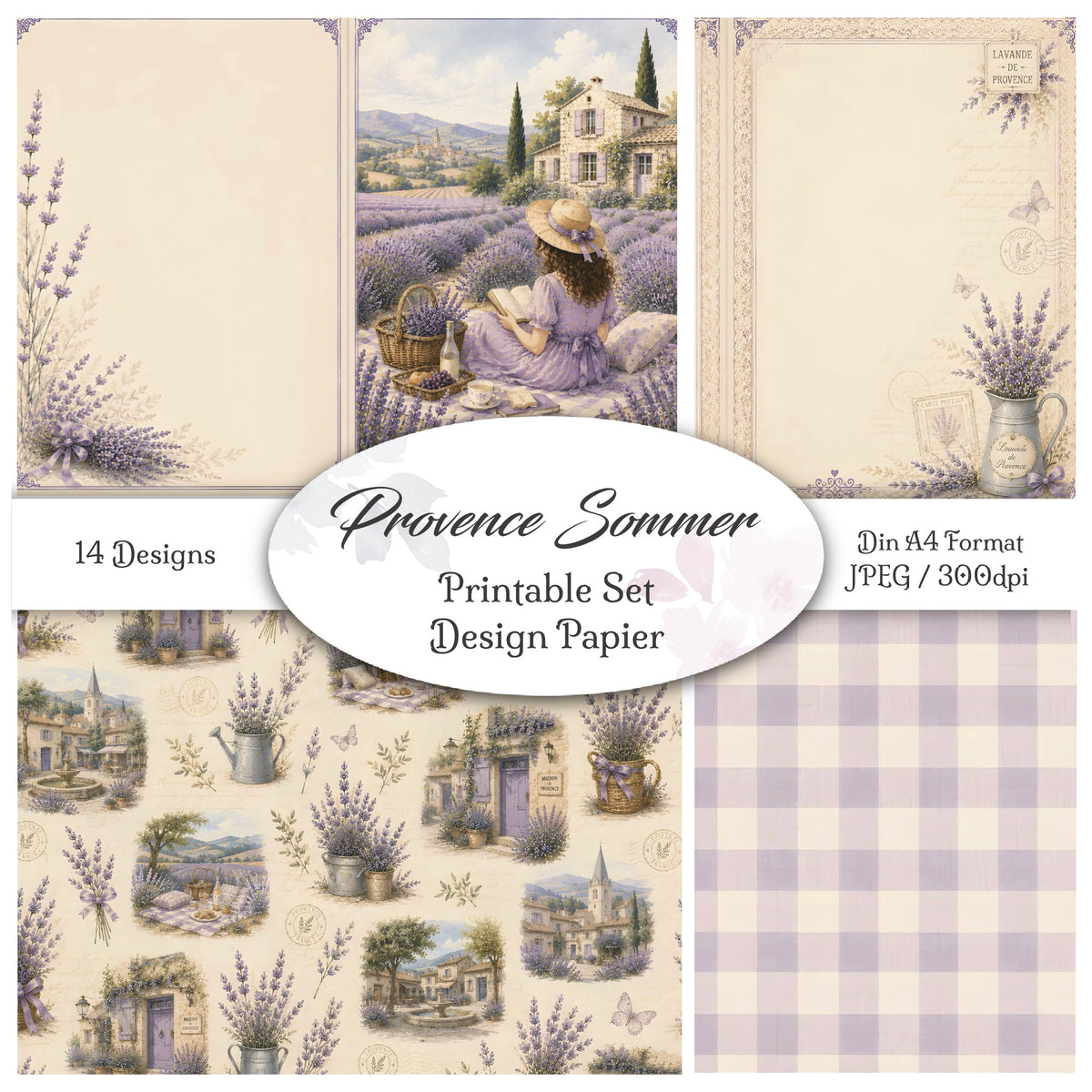 Digitales Papierset „Provence Sommer“ - A4 zum Ausdrucken