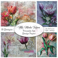 Digitales Papierset „Mix Media Tulpen“ - A4 zum Ausdrucken