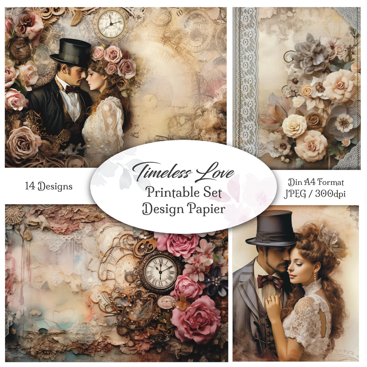 Digitales Papierset „Timeless Love“ - A4 zum Ausdrucken