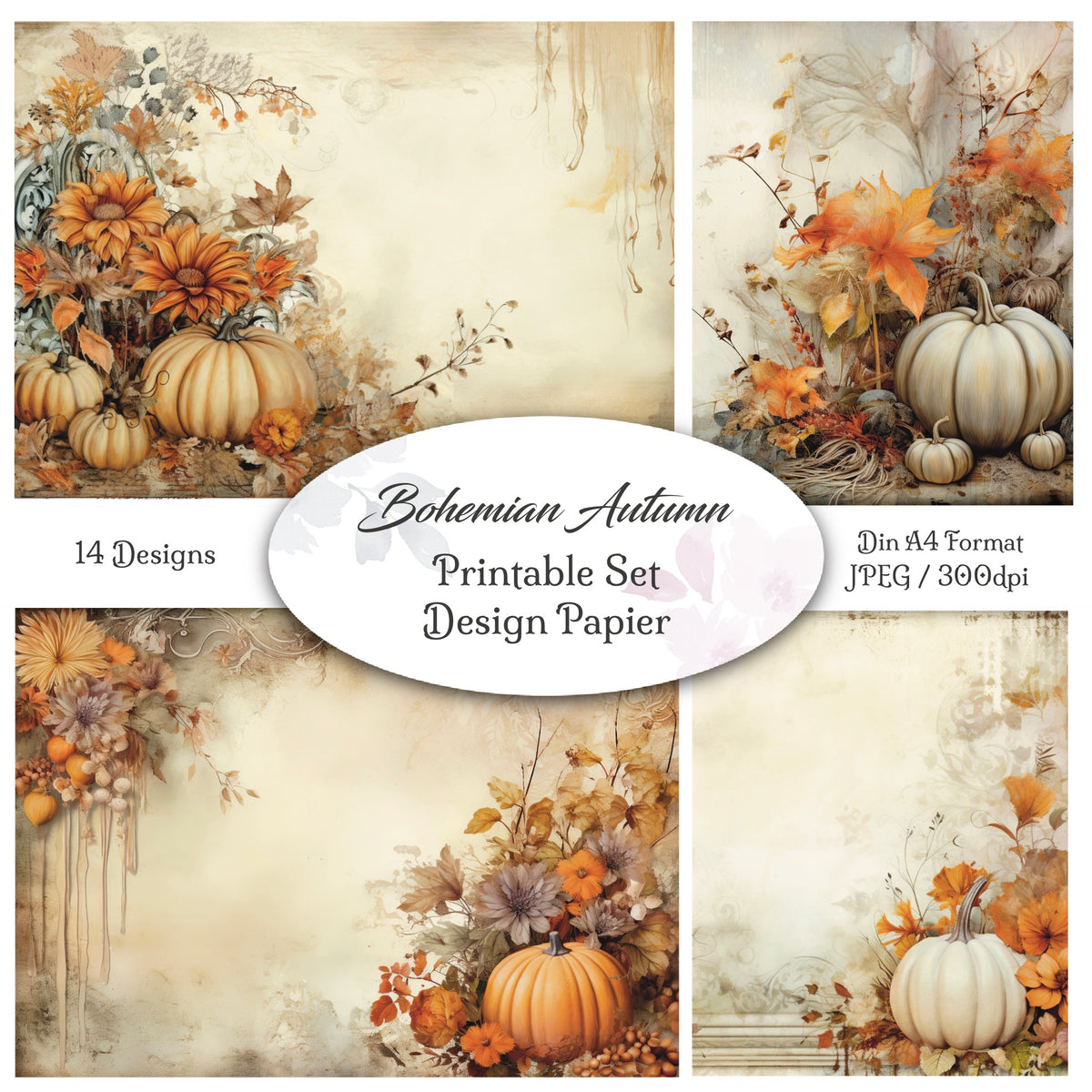 Digitales Papierset „Bohemian Herbst“ - A4 zum Ausdrucken