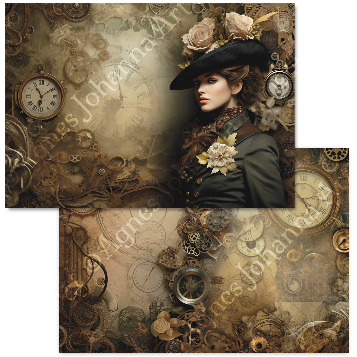 Digitales Papierset „Mystisch Steampunk“ - A4 zum Ausdrucken