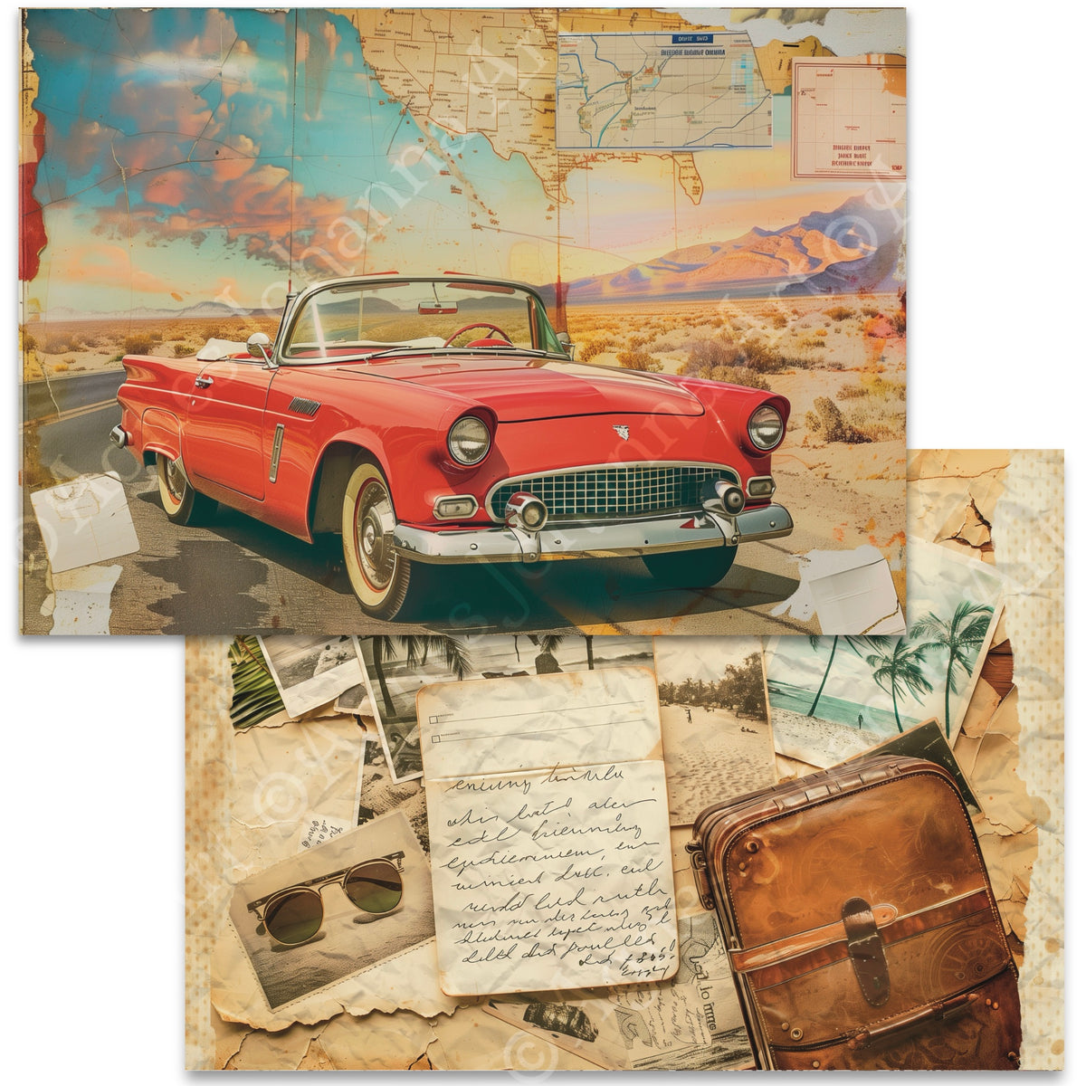 Gedrucktes Papierset "Vintage Traveling"