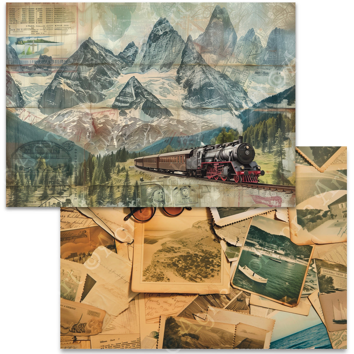Digitales Papierset „Vintage Traveling“ - A4 zum Ausdrucken