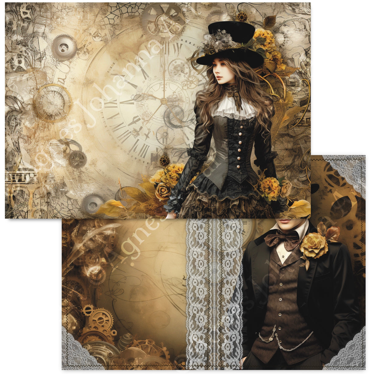 Digitales Papierset „Mystisch Steampunk“ - A4 zum Ausdrucken