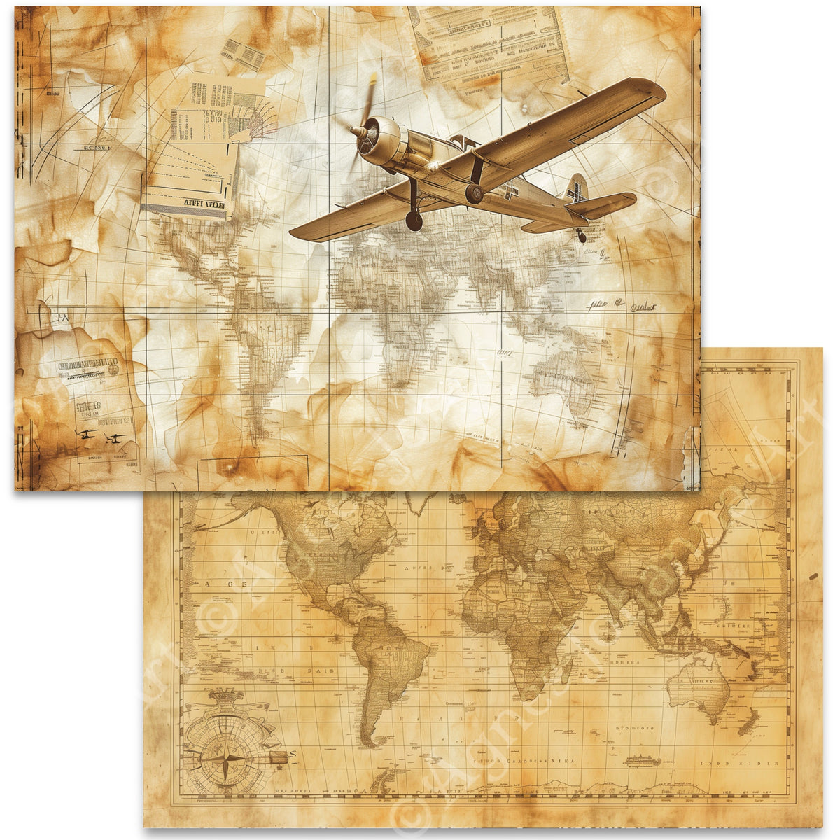 Digitales Papierset „Vintage Traveling“ - A4 zum Ausdrucken