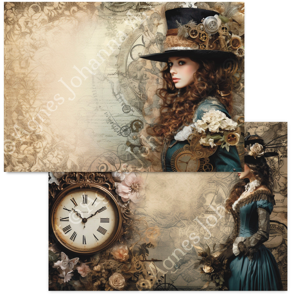 Digitales Papierset „Mystisch Steampunk“ - A4 zum Ausdrucken
