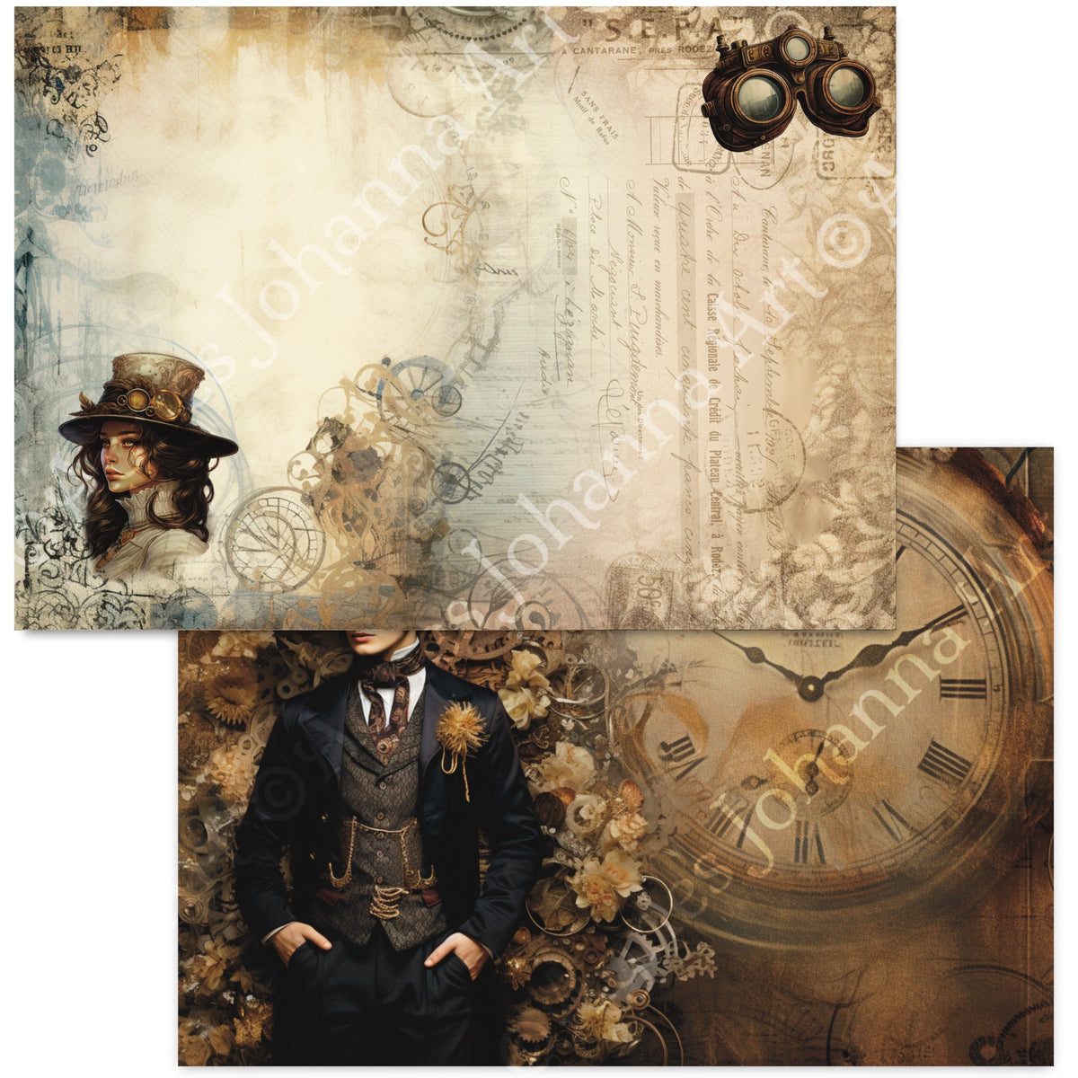 Digitales Papierset „Mystisch Steampunk“ - A4 zum Ausdrucken