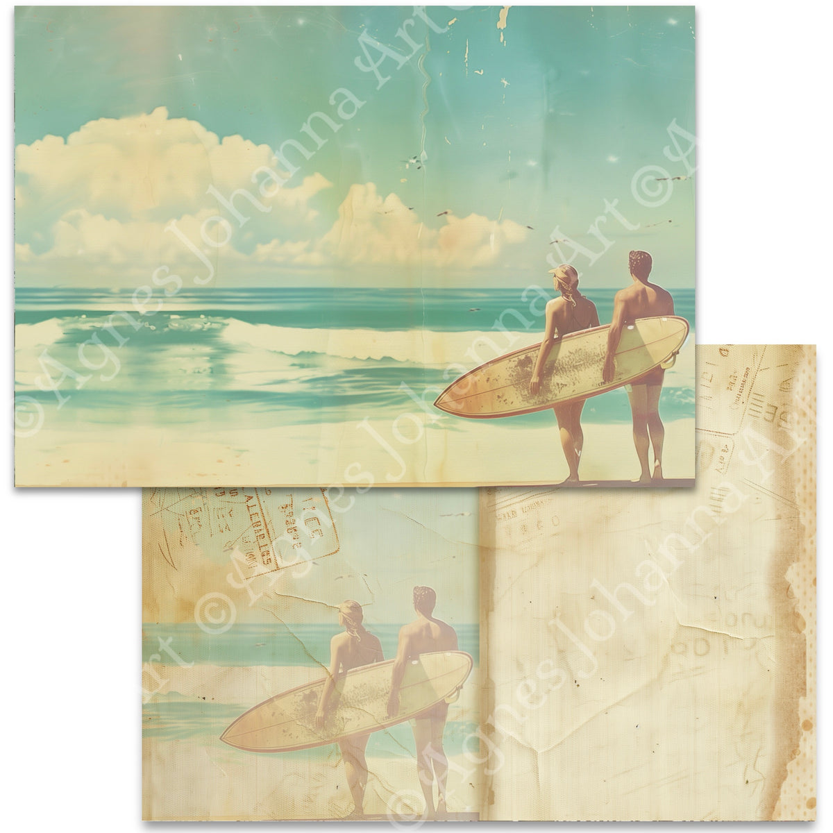 Digitales Papierset „Vintage Traveling“ - A4 zum Ausdrucken