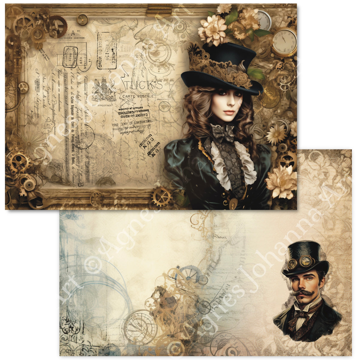 Digitales Papierset „Mystisch Steampunk“ - A4 zum Ausdrucken