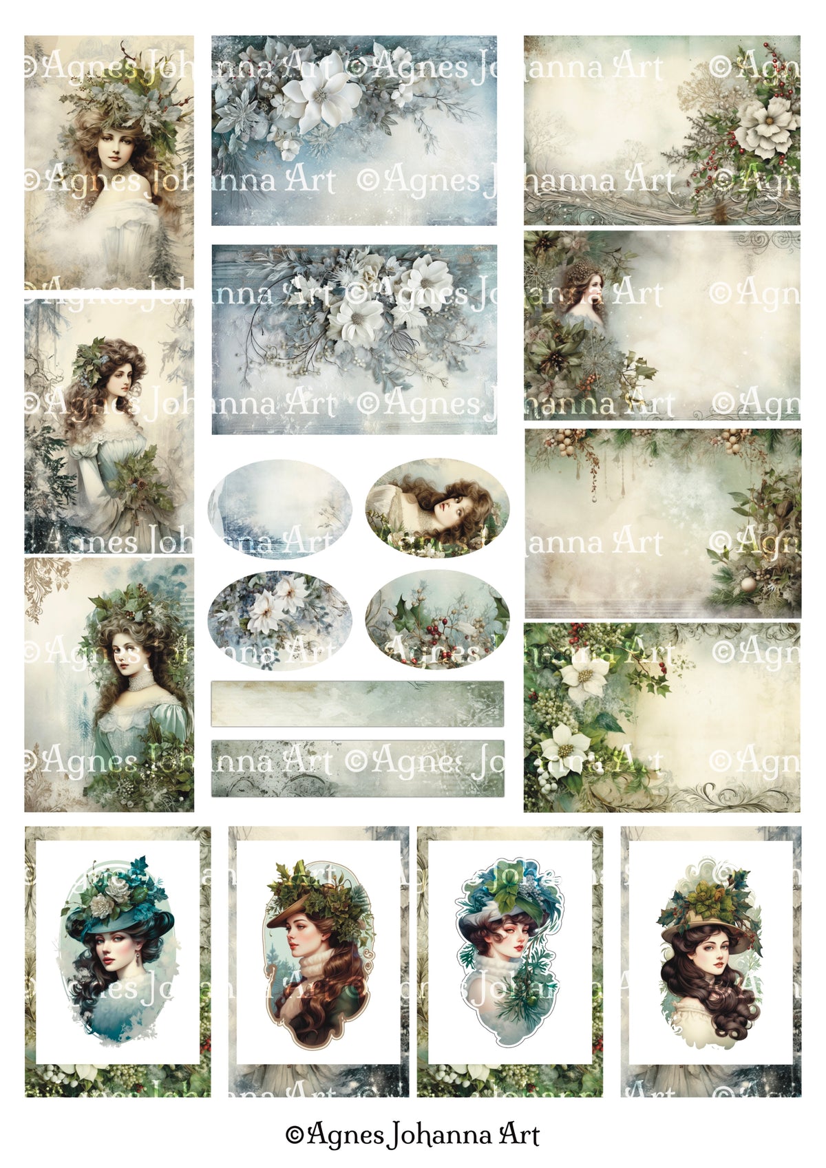 Gedrucktes Papierset "Frosty Greenery"