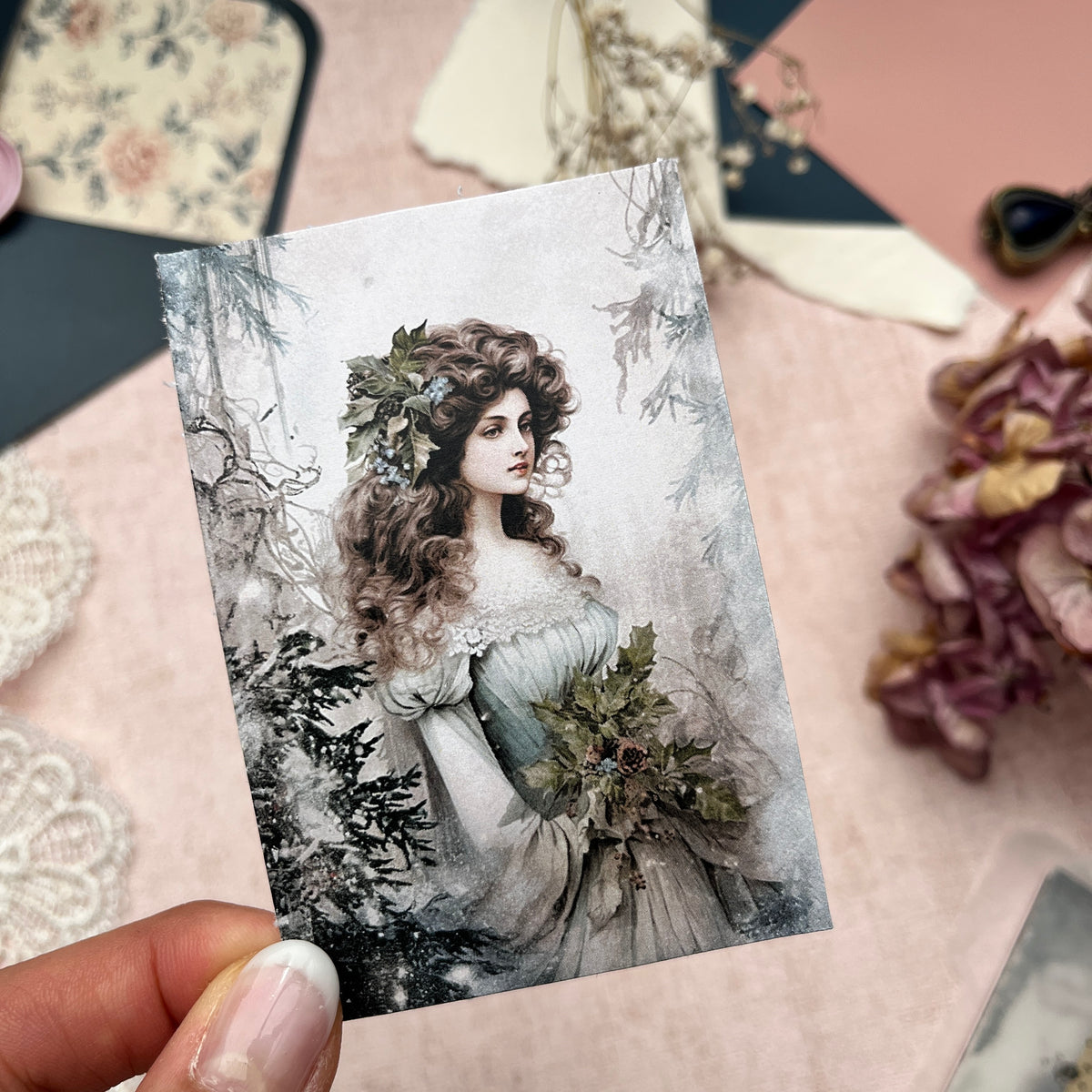 Frosty Greenery Ladies | Journal Karten Set mit 8 Karten
