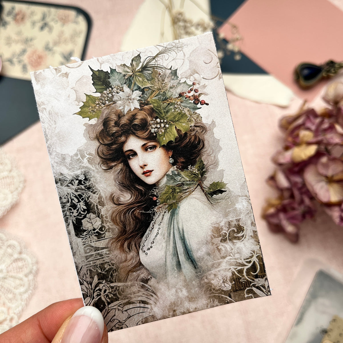 Frosty Greenery Ladies | Journal Karten Set mit 8 Karten