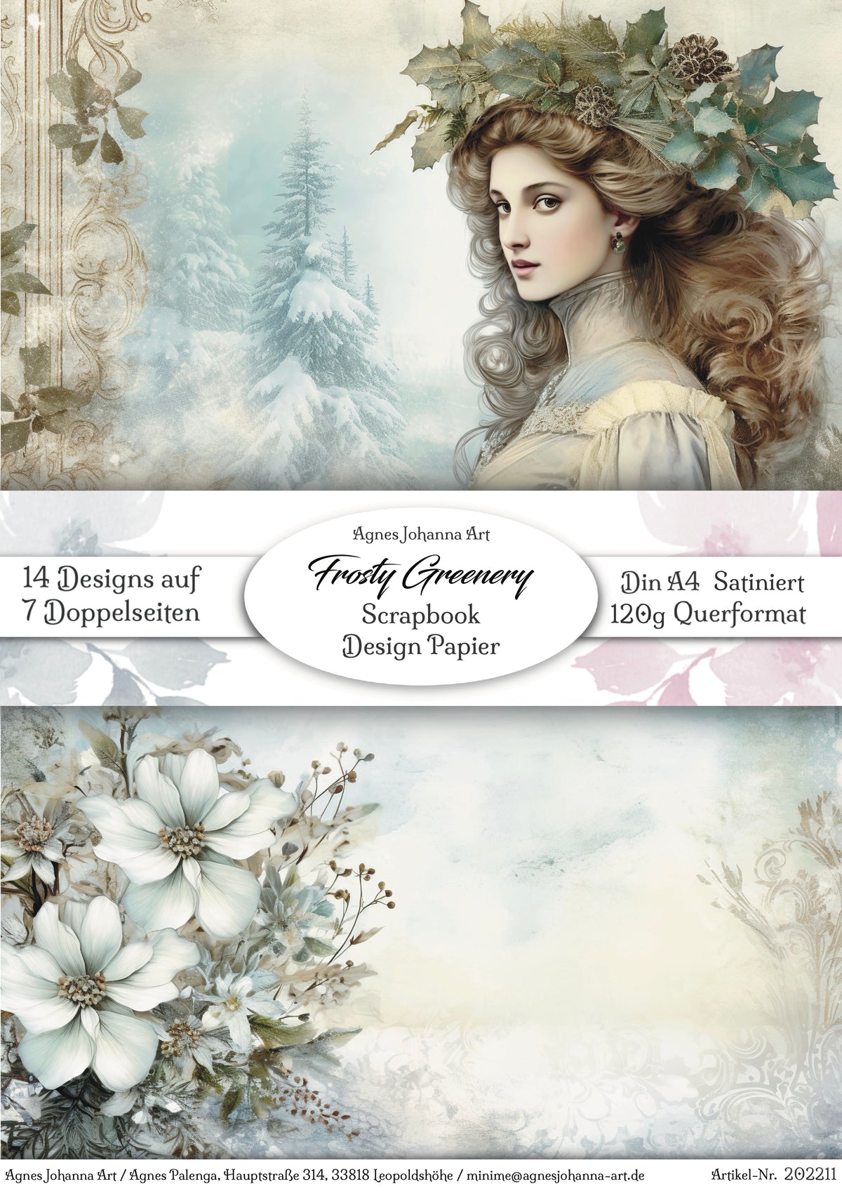 Gedrucktes Papierset "Frosty Greenery"