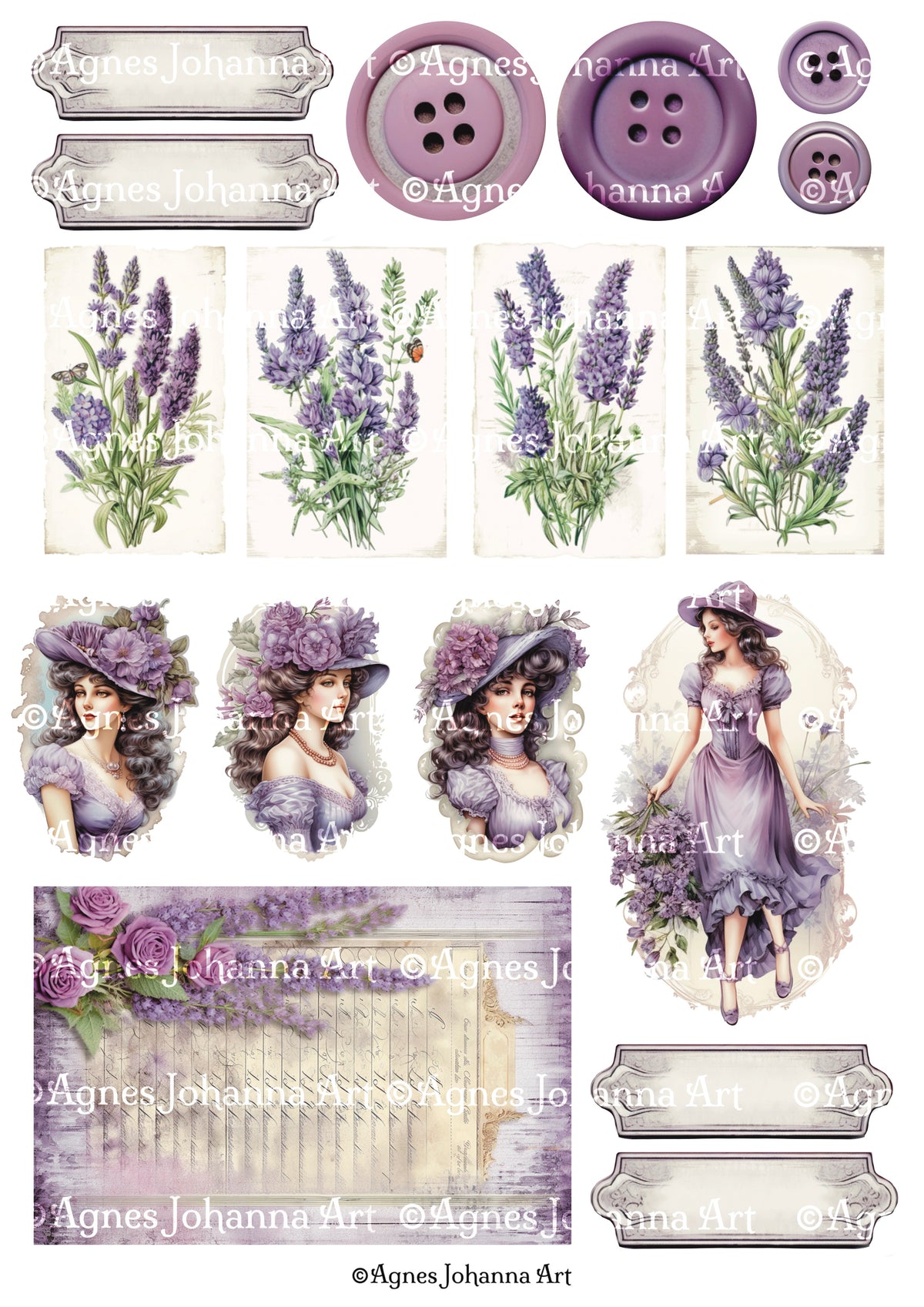 Gedrucktes Papierset "Lavendel Träume"
