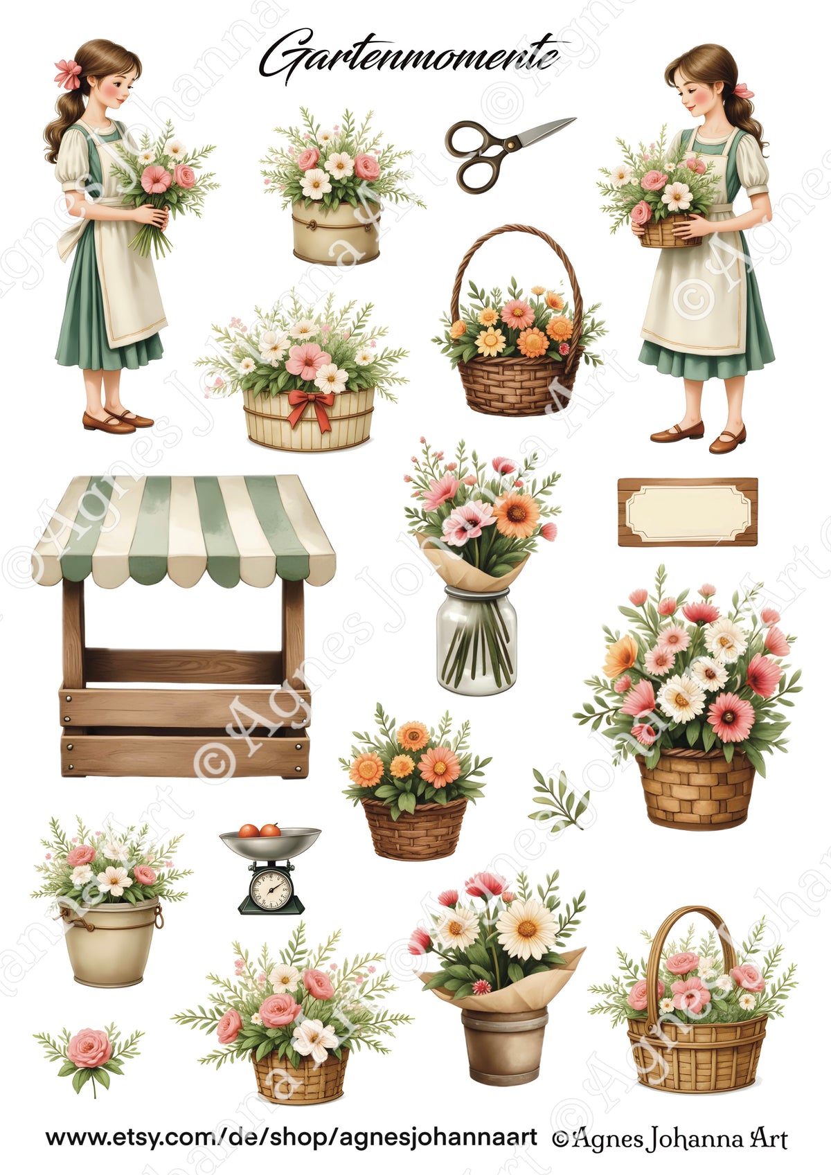 Gedrucktes Papierset "Gartenromantik"
