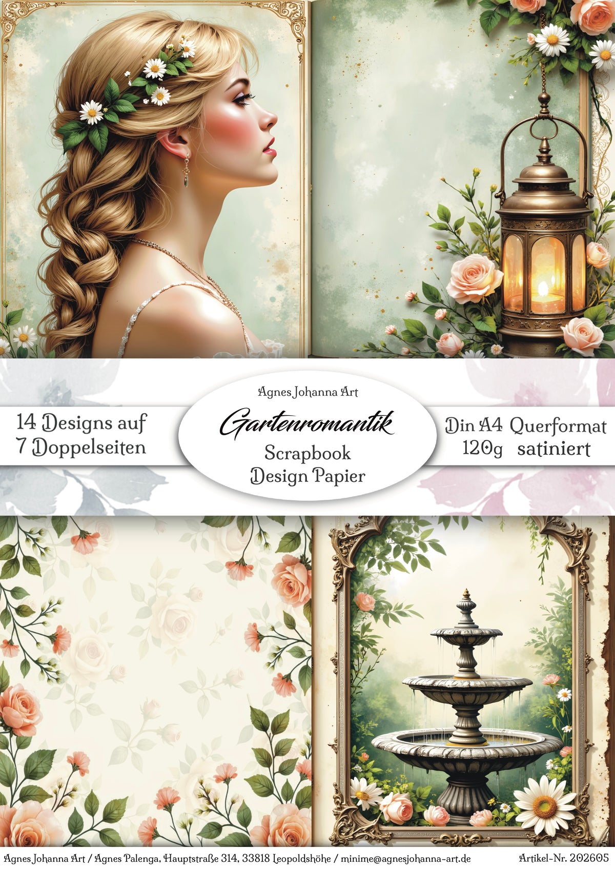 Gedrucktes Papierset "Gartenromantik"