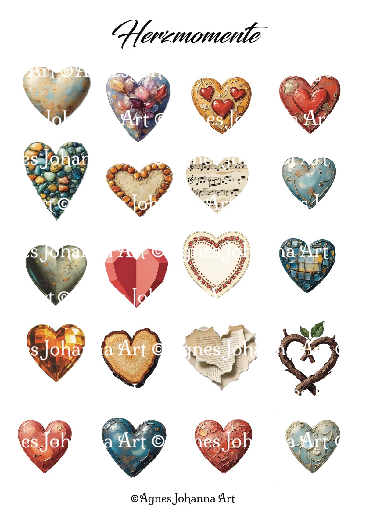 Gedrucktes Papierset "Herzmomente"