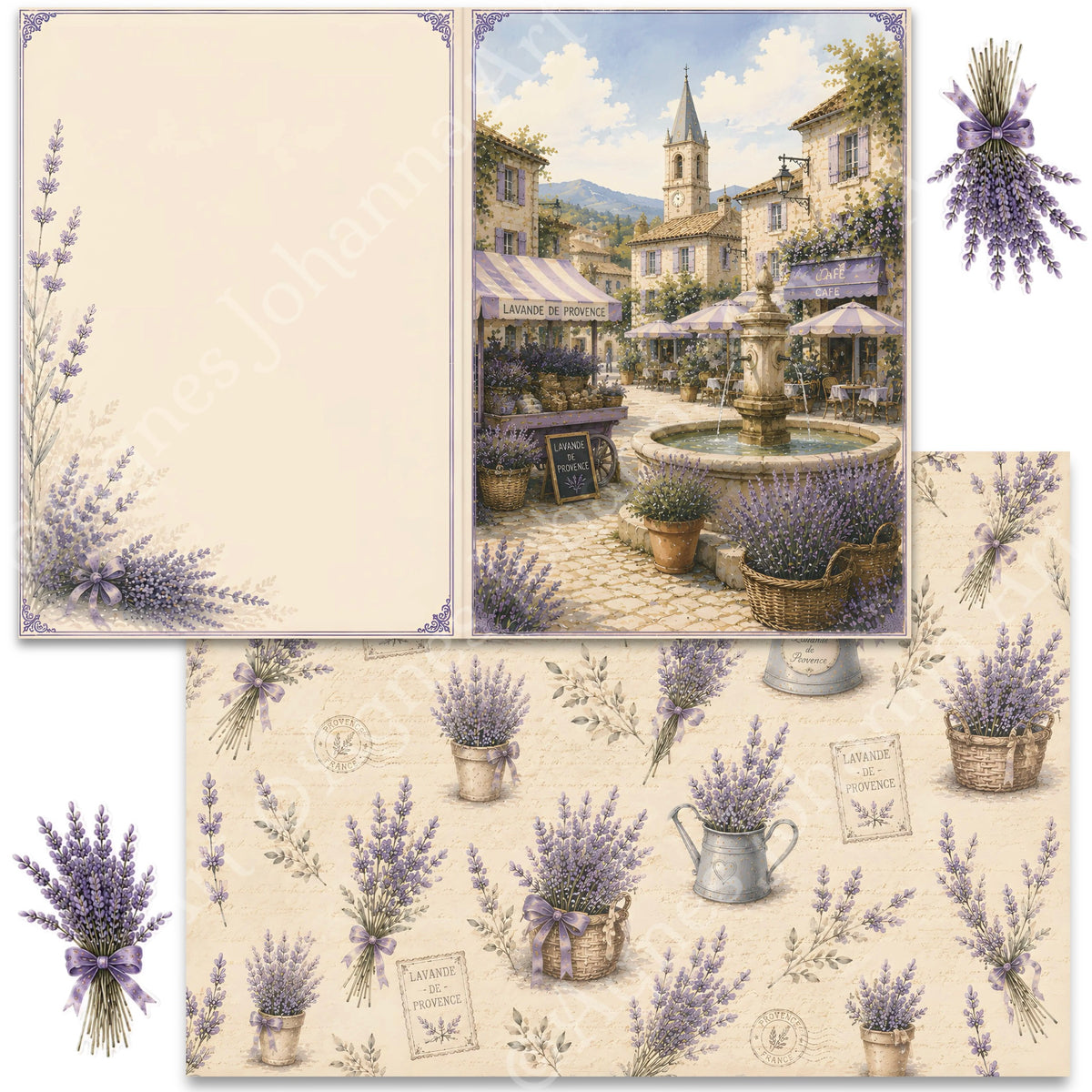 Digitales Papierset „Provence Sommer“ - A4 zum Ausdrucken