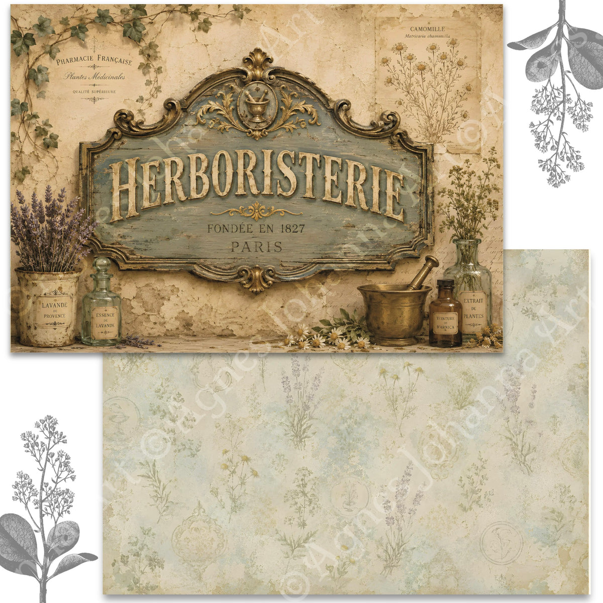 Digitales Papierset „Herboristerie“ - A4 zum Ausdrucken