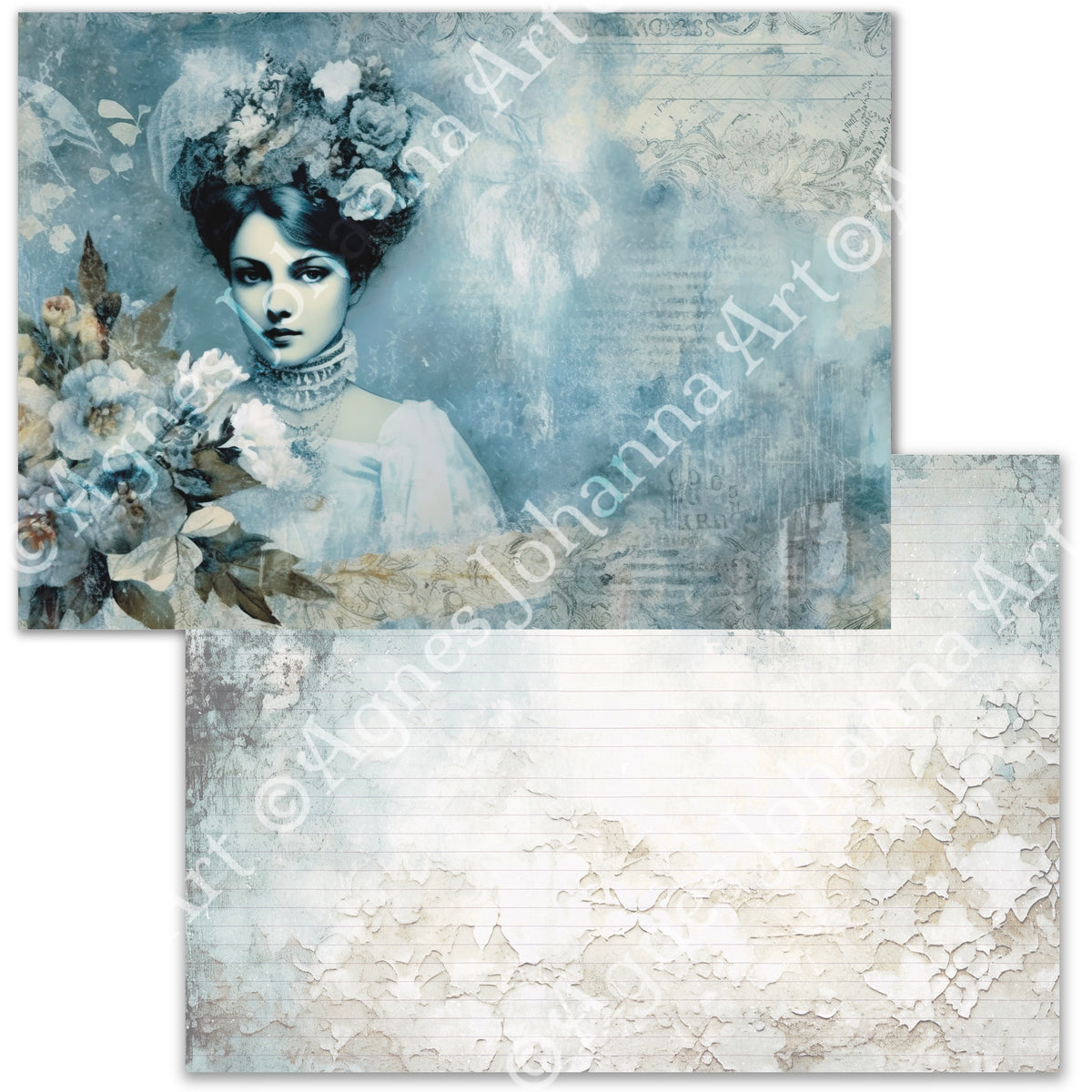 Gedrucktes Papierset "Victorian Shabby Blue"