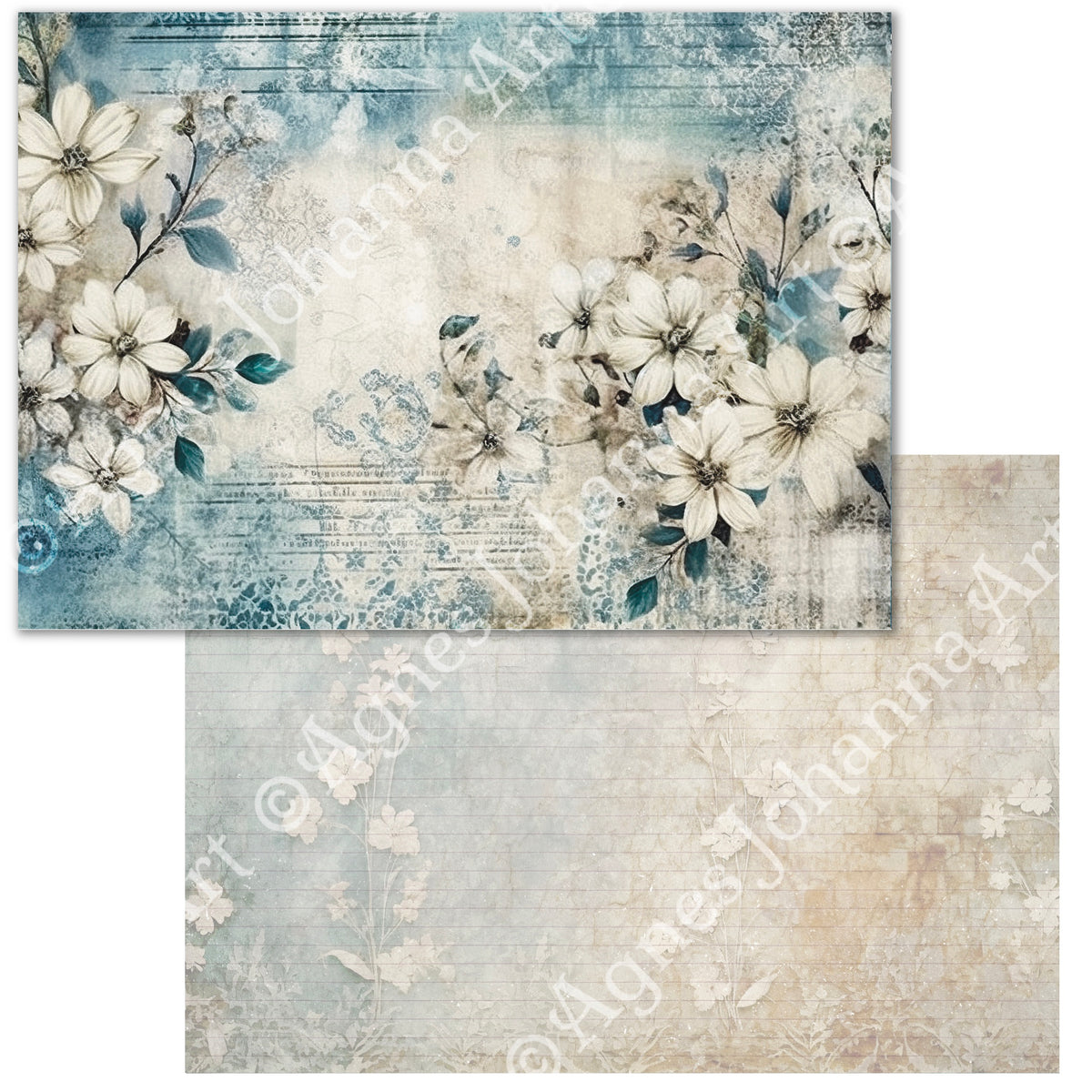 Gedrucktes Papierset "Victorian Shabby Blue"