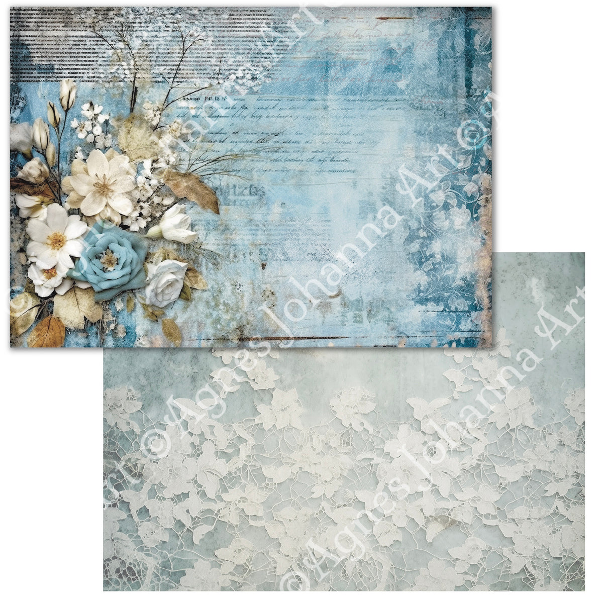 Gedrucktes Papierset "Victorian Shabby Blue"
