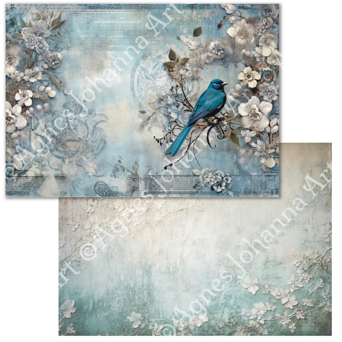 Digitales Papierset „Victorian Shabby Blue“ - A4 zum Ausdrucken