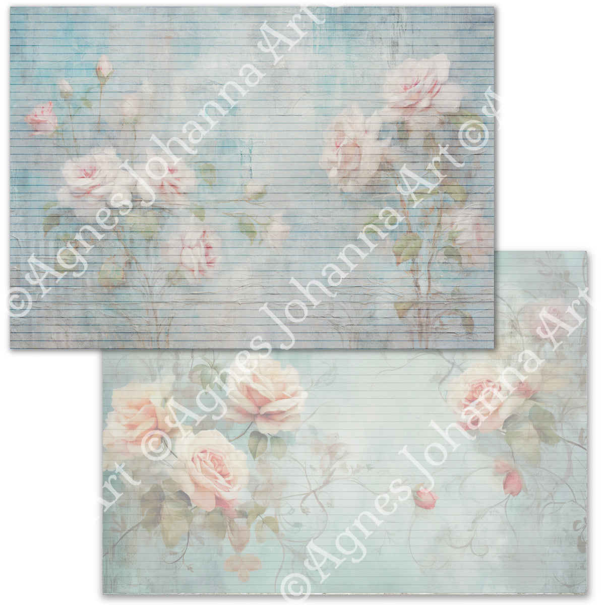 Digitales Papierset "Vintage Roses" - A4 zum Ausdrucken