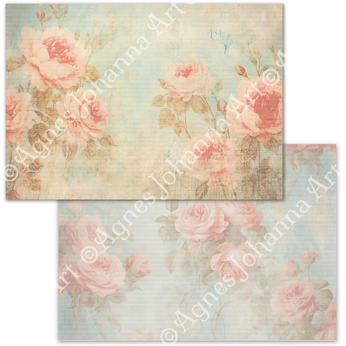 Digitales Papierset "Vintage Roses" - A4 zum Ausdrucken
