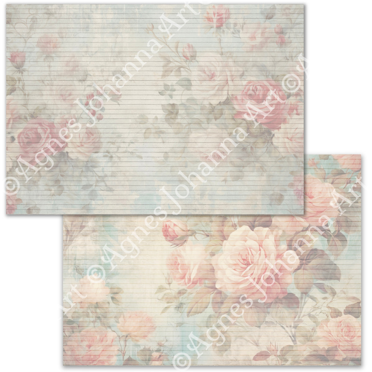 Digitales Papierset "Vintage Roses" - A4 zum Ausdrucken