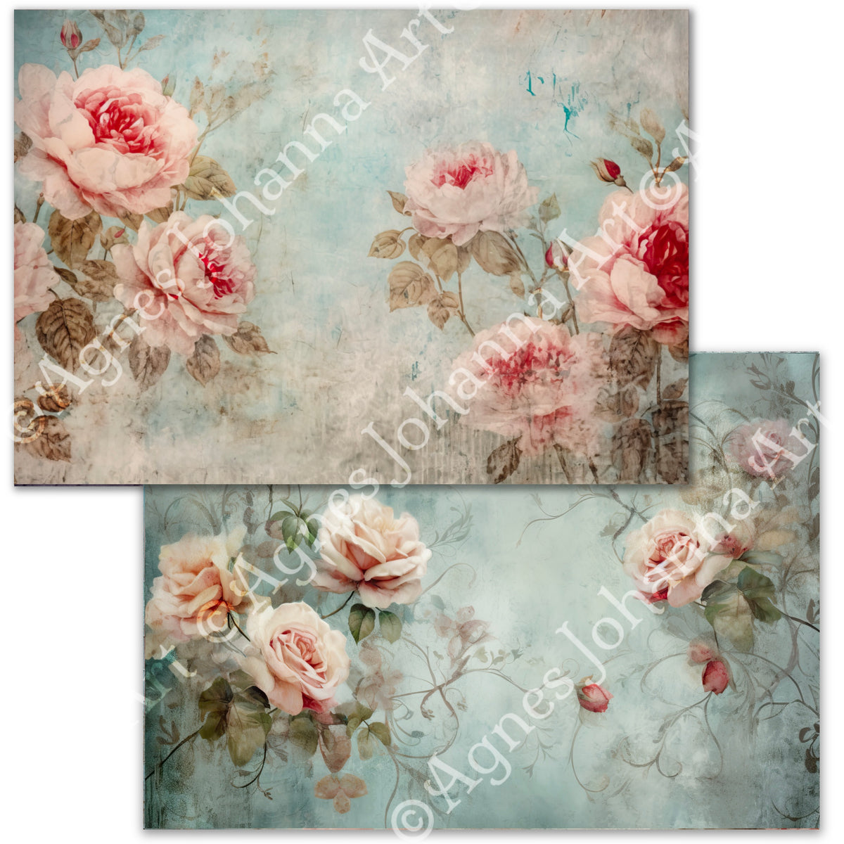 Gedrucktes Papierset "Vintage Roses"