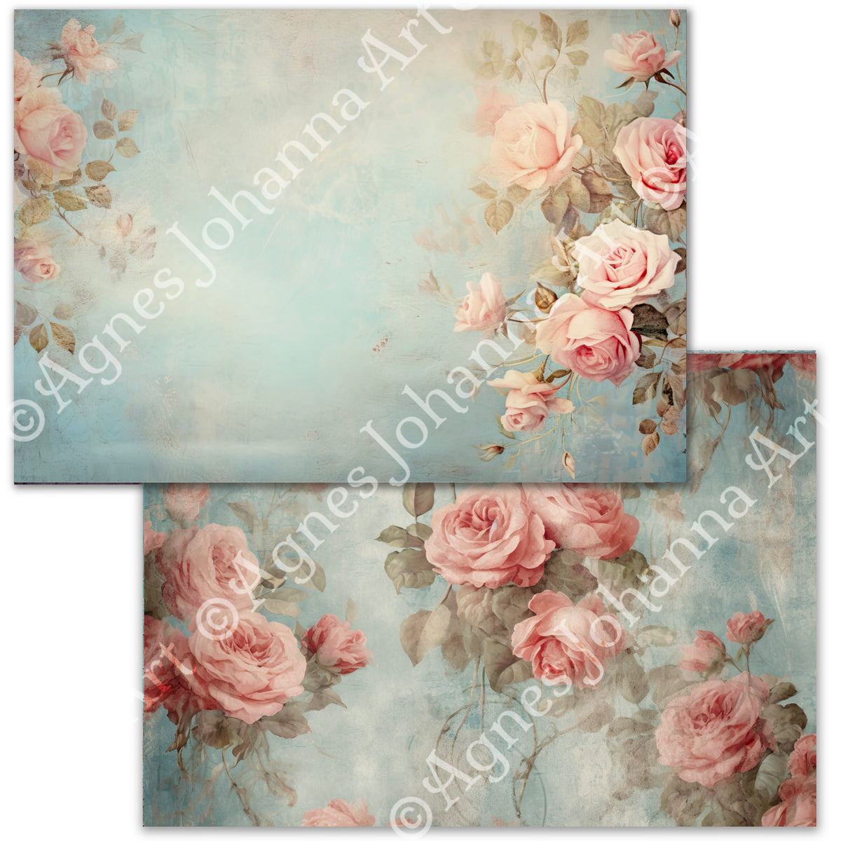 Digitales Papierset "Vintage Roses" - A4 zum Ausdrucken