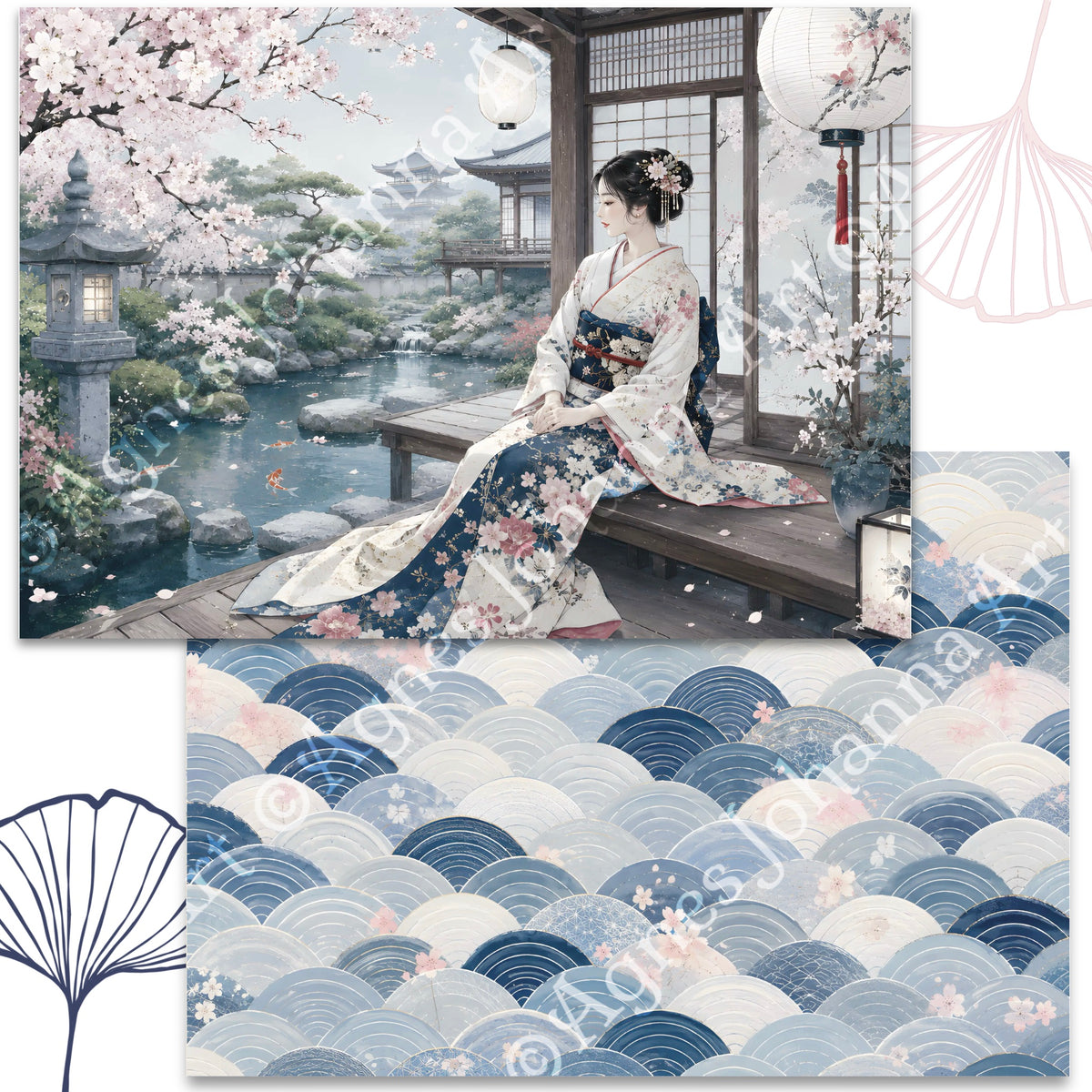 Gedrucktes Papierset "Japanische Momente"