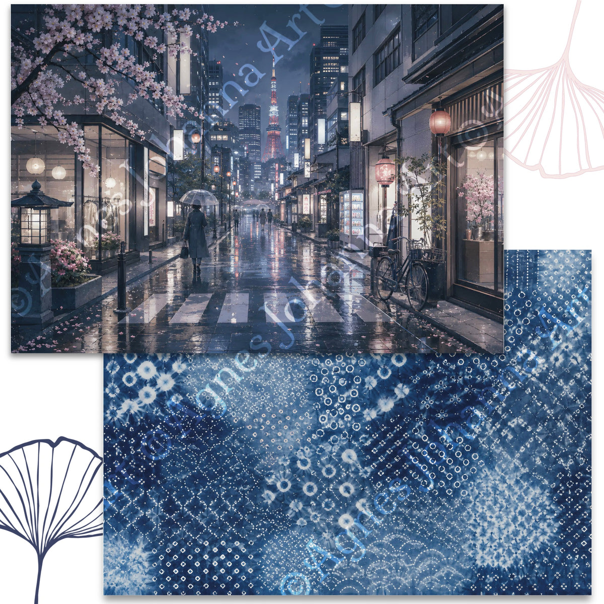 Gedrucktes Papierset "Japanische Momente"