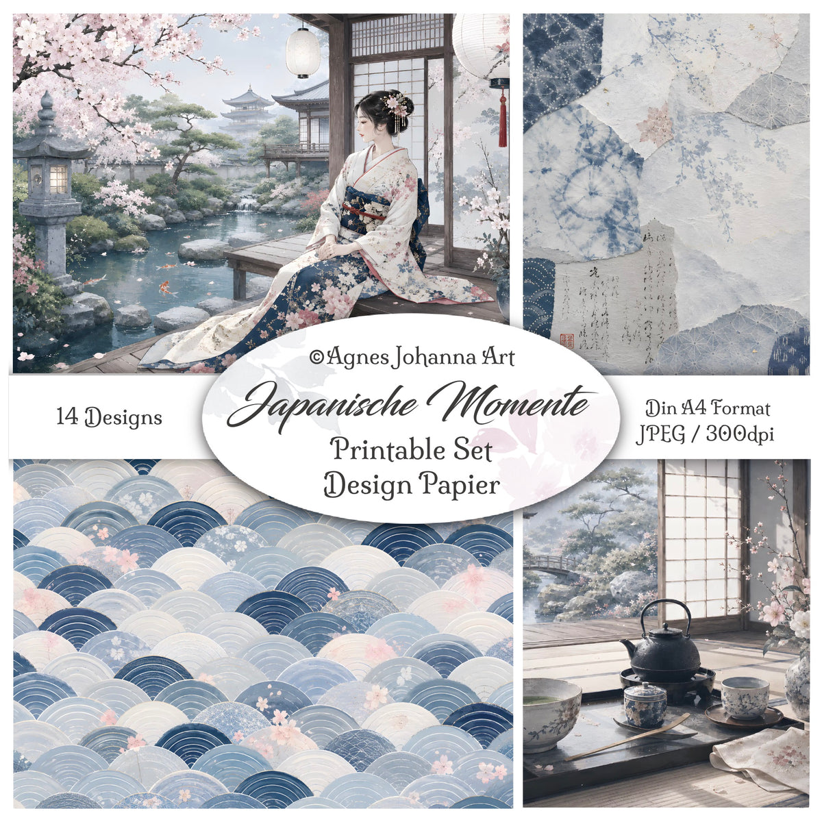 Digitales Papierset „Japanische Momente“ - A4 zum Ausdrucken